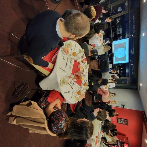 Students at etiquette dinner